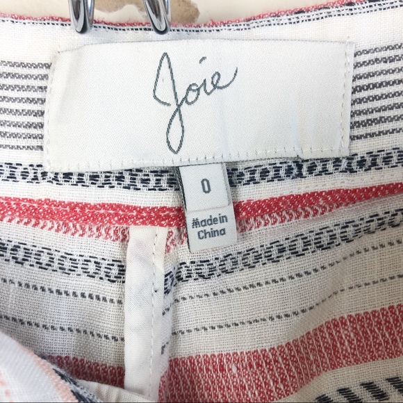 JOIE Merci Linen striped Shorts SZ 0 front zip - Picture 7 of 9